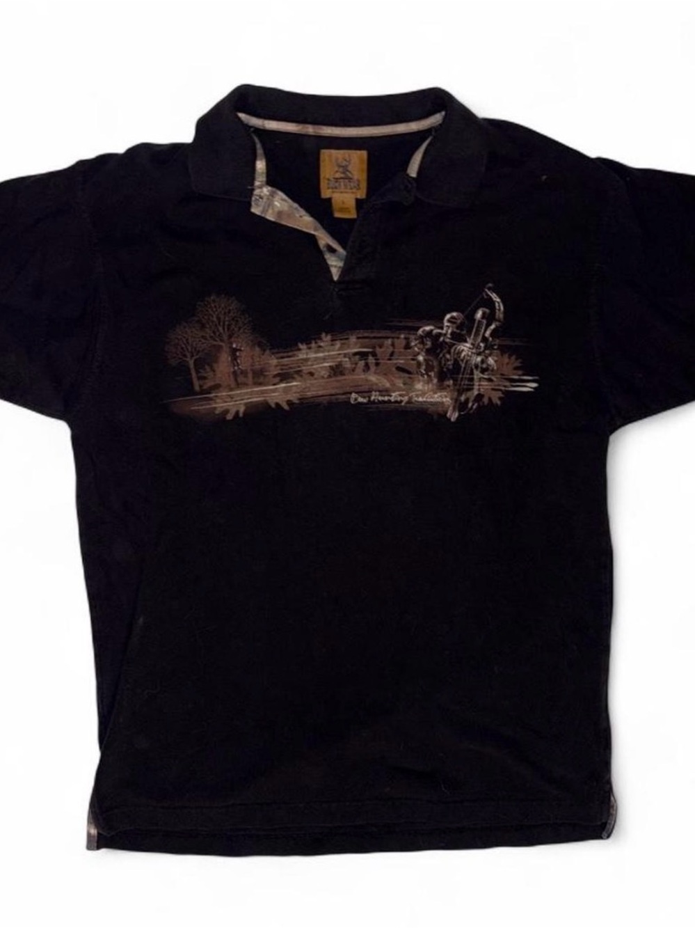 Vintage Buck Wear Camo Bow Hunting Graphic Polo